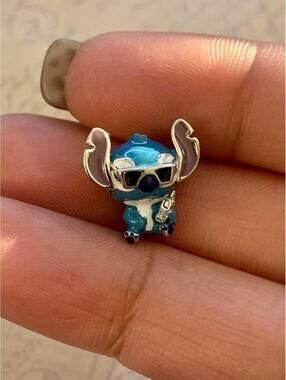 Lilo & Stitch Blue Cartoon Enamel Charm Sunglasses & mobile Slide-On Bead